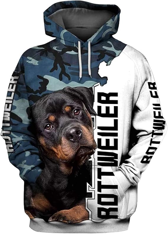 Catboroz Hipster Unisex Rottweiler Camo Dog 3D Hoodies Long Sleeve